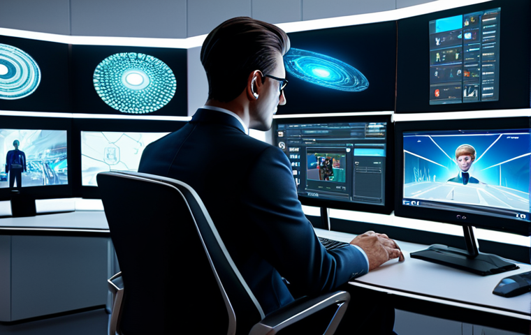 A professional character designer, fully clothed in modest business attire, is seated in a sleek, modern studio. They are thoughtfully observing multiple large holographic screens displaying diverse character styles: a highly detailed, realistic 3D game character, an expressive, stylized cartoon character, and a conceptual character influenced by AI design. The studio is illuminated by soft, ambient light, highlighting advanced tech equipment. safe for work, appropriate content, perfect anatomy, correct proportions, natural pose, well-formed hands, proper finger count, natural body proportions, professional photography, high quality.