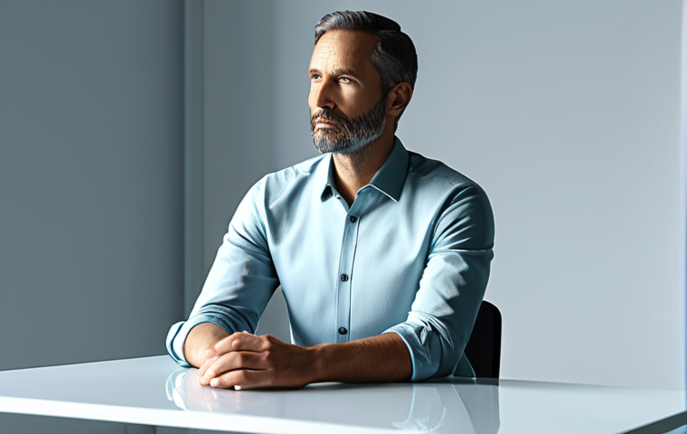 A professional character designer, a male in his late 30s, is seated at a sleek, minimalist desk in a modern, sunlit design studio. He wears a modest, stylish business casual shirt and trousers. His expression is thoughtful and focused, as he gazes at a large, transparent holographic display showcasing intricate 3D character models in various poses. The models themselves embody elegance, subtly incorporating design elements that reflect cultural depth and modern aesthetics. The scene is captured with professional photography, emphasizing clean lines and soft lighting.
    fully clothed, appropriate attire, modest clothing, professional dress, safe for work, appropriate content, perfect anatomy, correct proportions, natural pose, well-formed hands, proper finger count, natural body proportions, high quality, intricate details.