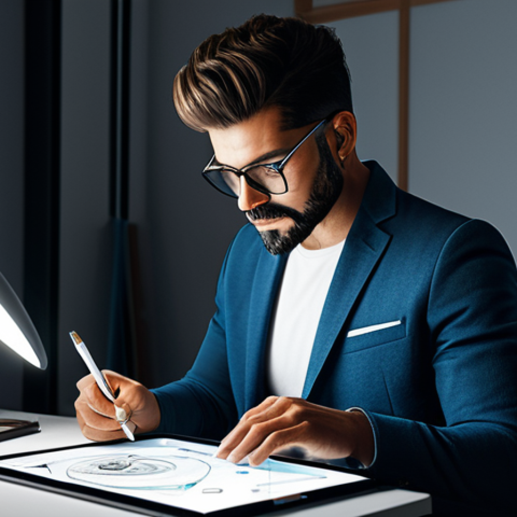 **

"A professional digital artist in their studio, designing a unique and innovative character on a tablet. The character is fully clothed in modern, stylish attire. The studio is well-lit and organized, with various design tools and reference materials visible. Safe for work, appropriate content, fully clothed, professional, perfect anatomy, natural proportions, high quality."

**