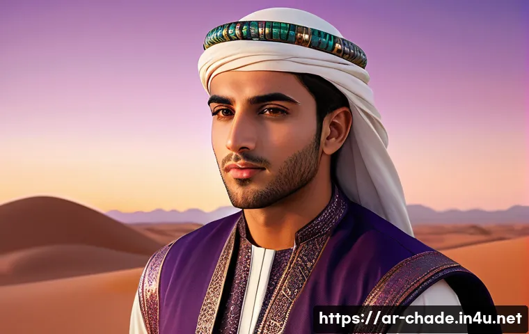 캐릭터 디자인 아카데미 추천 - A professional character design portrait of a young Arab male hero in traditional attire blended wit...