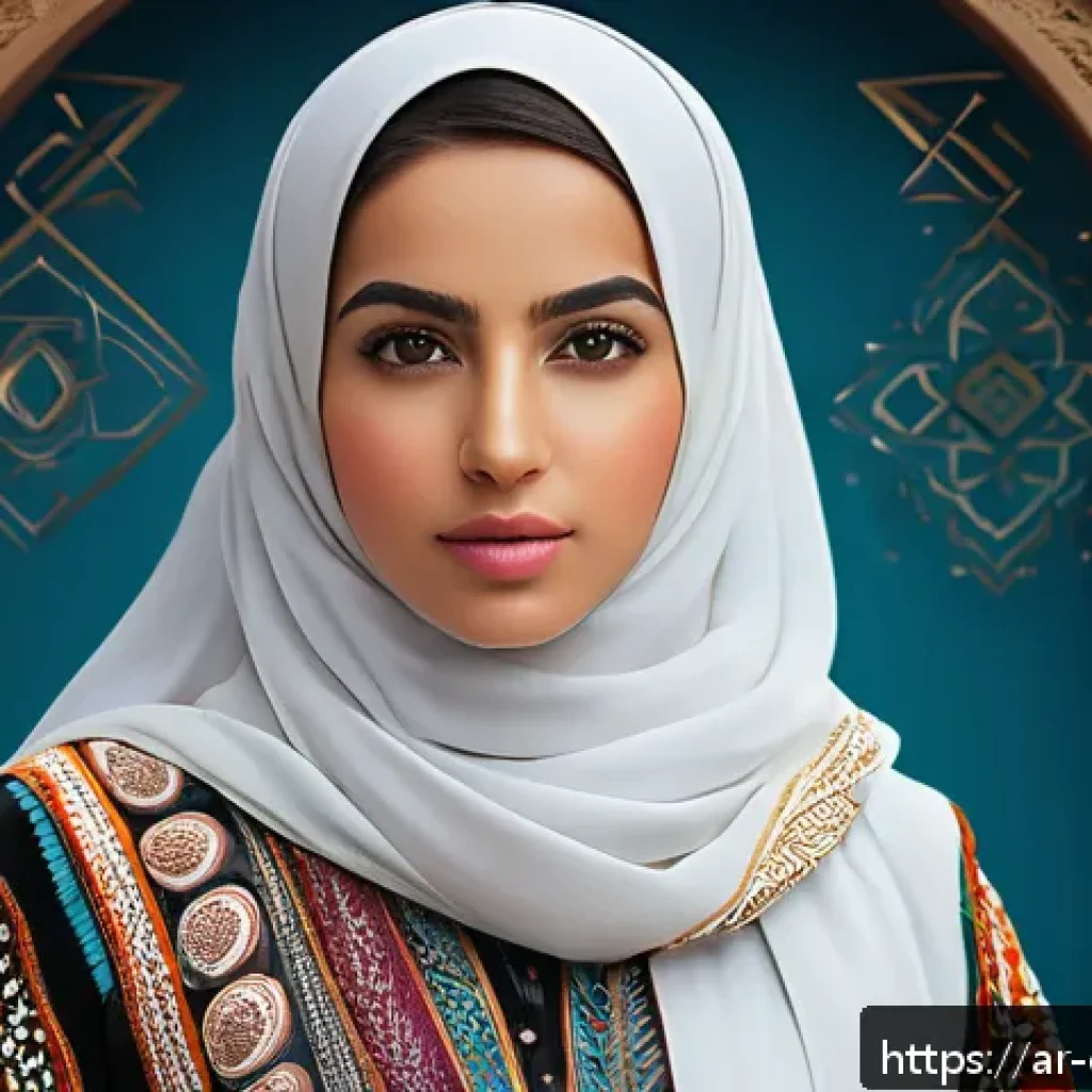 캐릭터 디자인 관련 글로벌 학문적 연구 사례와 관련된 동향 - A digitally rendered young Arab woman character wearing traditional embroidered clothing inspired by...