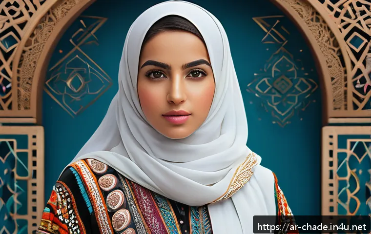 캐릭터 디자인 관련 글로벌 학문적 연구 사례와 관련된 동향 - A digitally rendered young Arab woman character wearing traditional embroidered clothing inspired by...