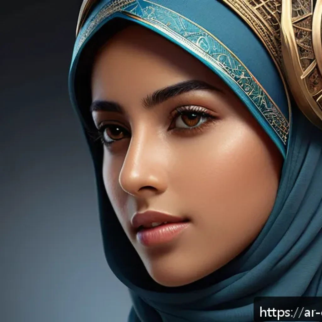 캐릭터 디자인의 학문적 발전 사례 - A highly detailed 3D character design of a young Arab woman wearing traditional modest clothing blen...