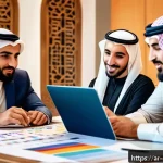 Home 20 캐릭터 디자인 업계 인맥 형성 방법 - A professional Middle Eastern design workshop scene showing diverse Arab creative professionals coll...