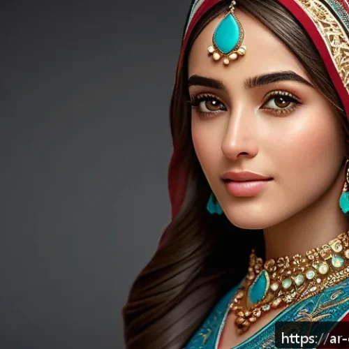 Home 30 캐릭터 디자인 최신 트렌드 - A highly detailed 3D digital character inspired by Middle Eastern culture, wearing traditional attir...